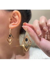 Geometric Pattern Alloy Detail Gold Earrings