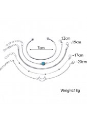 Moon Detail Silvery White Layered Bracelet Set