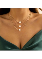 Mental Detail Pearl Design Gold Necklace Set