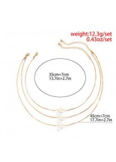 Mental Detail Pearl Design Gold Necklace Set