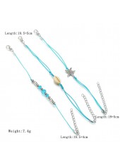 Sky Blue Asymmetrical Beads Anklet Set