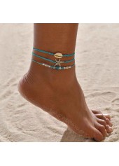 Sky Blue Asymmetrical Beads Anklet Set