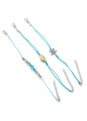 Sky Blue Asymmetrical Beads Anklet Set