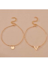 Asymmetrical Gold Metal Design Anklet Set