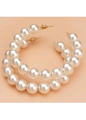 Pearl Design Round Detail Gold Earrings