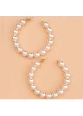 Pearl Design Round Detail Gold Earrings