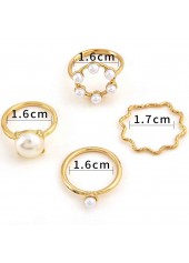 Pearl Detail Gold Metal Ring Set