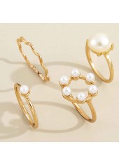 Pearl Detail Gold Metal Ring Set