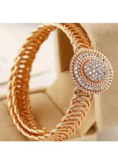 Gold Round Alloy Detail Geometric Pattern Bangle