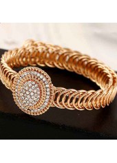 Gold Round Alloy Detail Geometric Pattern Bangle