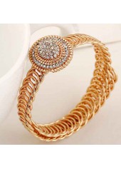 Gold Round Alloy Detail Geometric Pattern Bangle