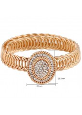 Gold Round Alloy Detail Geometric Pattern Bangle