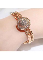 Gold Round Alloy Detail Geometric Pattern Bangle