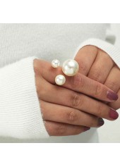 Alloy Detail Pearl Design Gold Ring