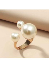 Alloy Detail Pearl Design Gold Ring