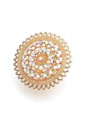 Geometric Pattern Gold Round Alloy Detail Ring