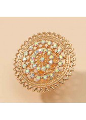 Geometric Pattern Gold Round Alloy Detail Ring