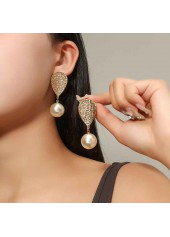 Gold Mental Detail Teardrop Design Earrings