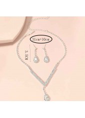 Silvery White Zircon Teardrop Earrings and Necklace