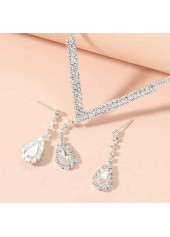 Silvery White Zircon Teardrop Earrings and Necklace