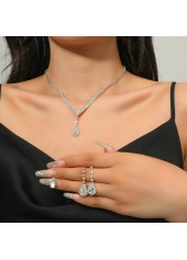 Silvery White Zircon Teardrop Earrings and Necklace