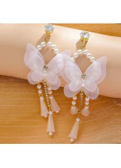White Alloy Detail Butterfly Design Earrings