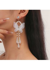 White Alloy Detail Butterfly Design Earrings