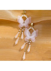 White Alloy Detail Butterfly Design Earrings