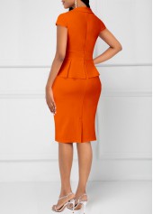 Orange Patchwork Heart Collar Short Sleeve Dress