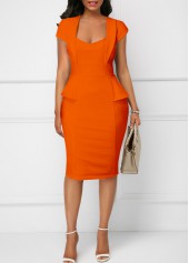 Orange Patchwork Heart Collar Short Sleeve Dress