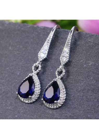 Blue Metal Detail Rhinestone Design Earrings product