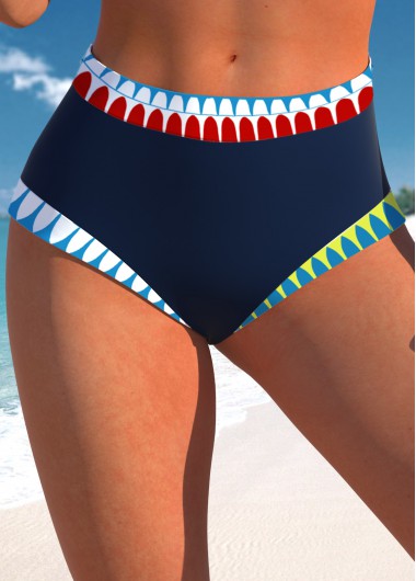 Mid Waisted Navy African Tribal Print Bikini Bottom