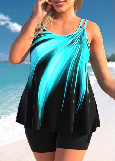 Plus Size Cyan Ombre Tankini Set