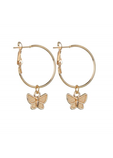 Gold Metal Detail Animal Prints Butterfly Earrings