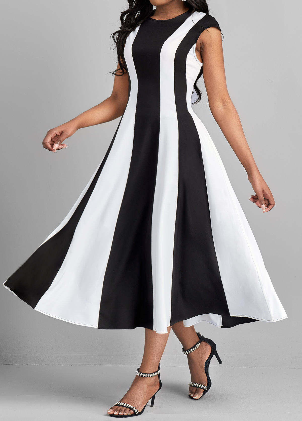 Round Neck Zipper Black Short Sleeve Dress | Rosewe.com - USD $36.98