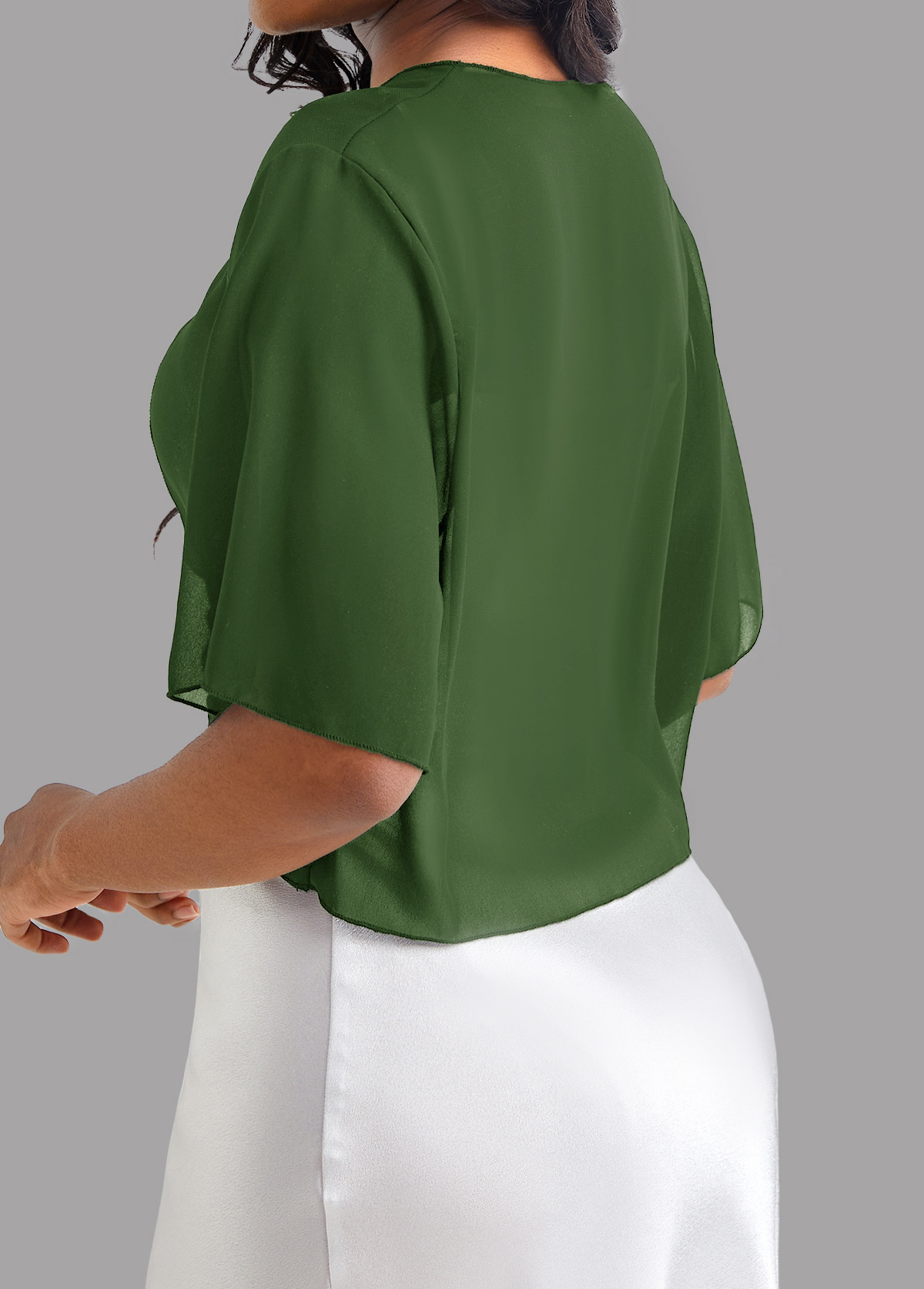 Open Front Green Short Sleeve Coat