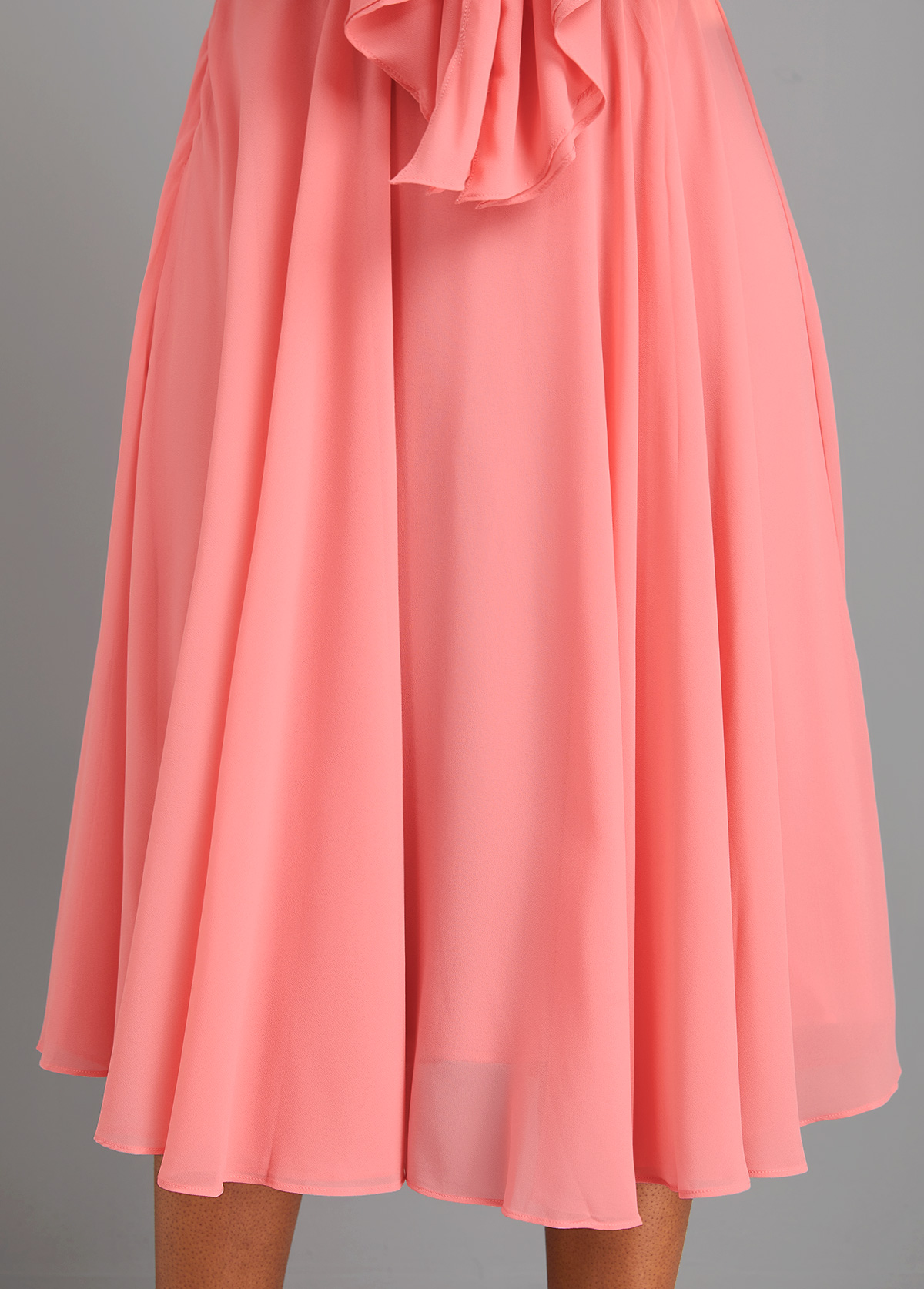 V Neck Bowknot Dusty Pink Sleeveless Dress