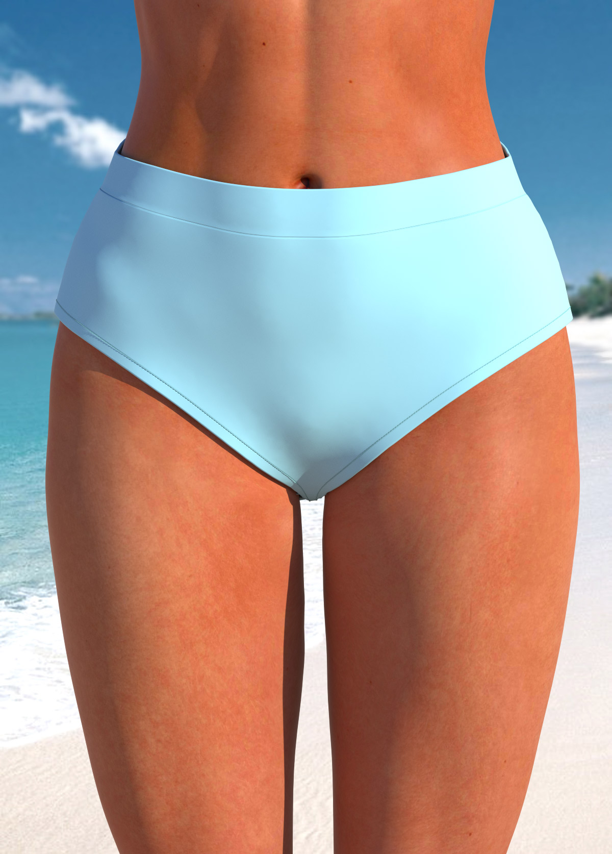 Jacquard Light Blue Cross Hem Tankini Set