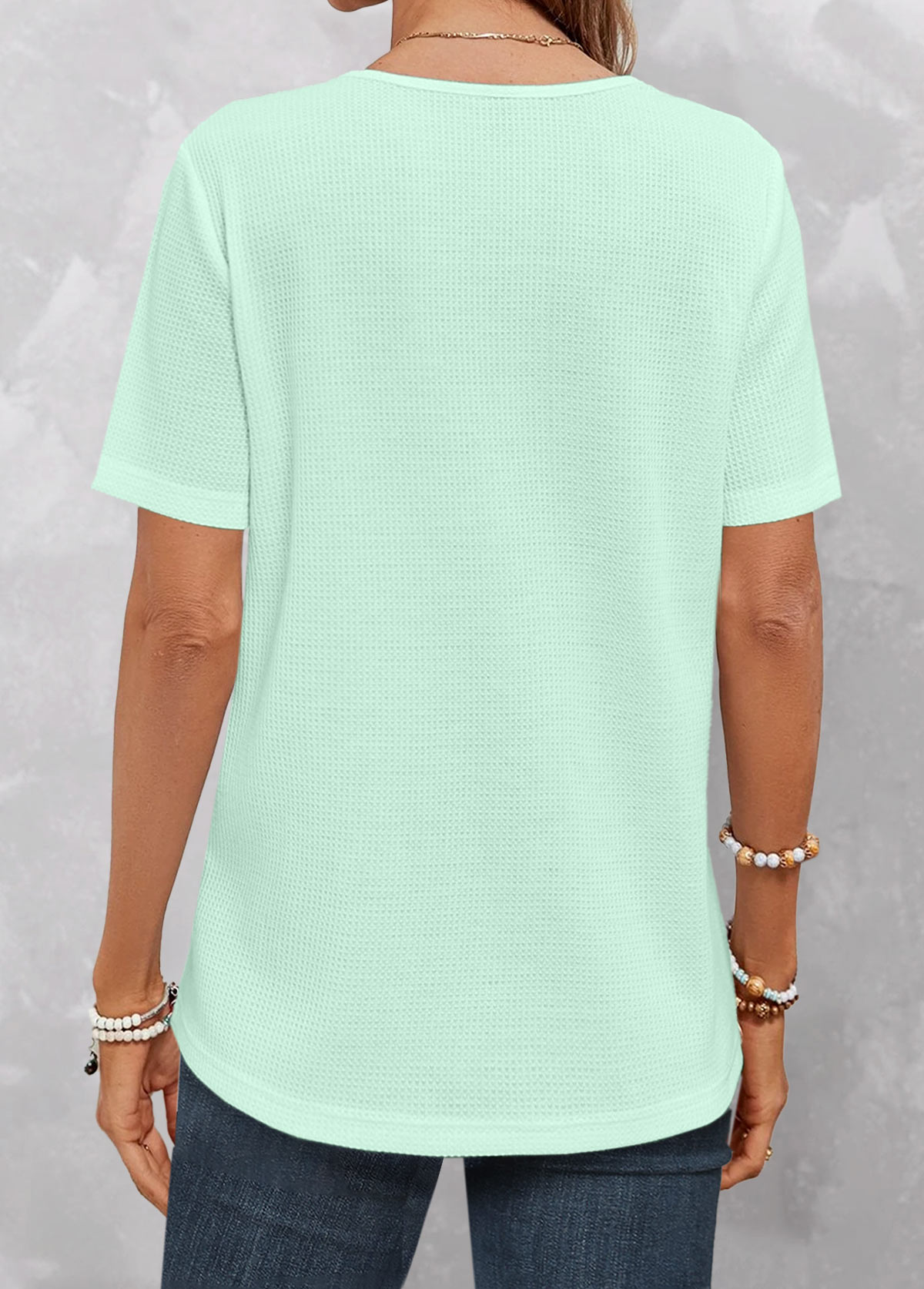Mint Green V Neck Lace T Shirt