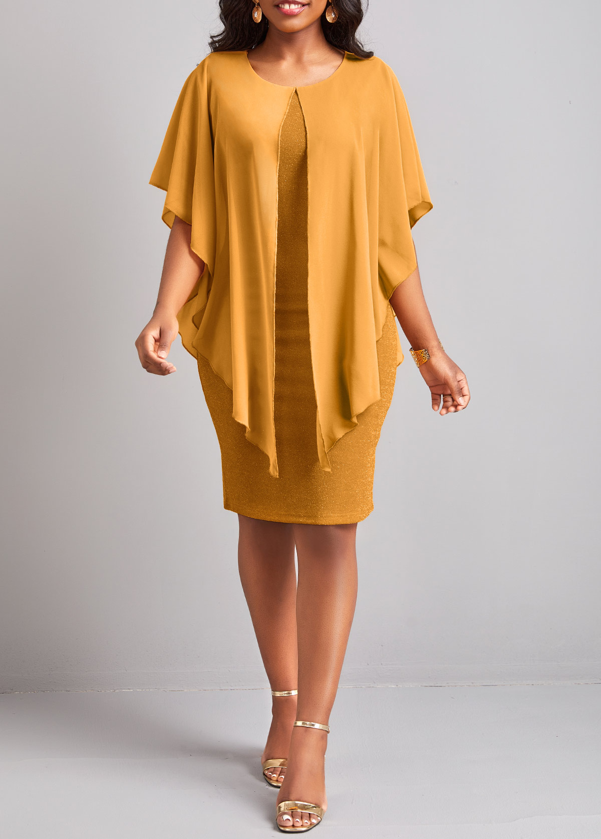 Ginger 3/4 Sleeve Round Neck Dress