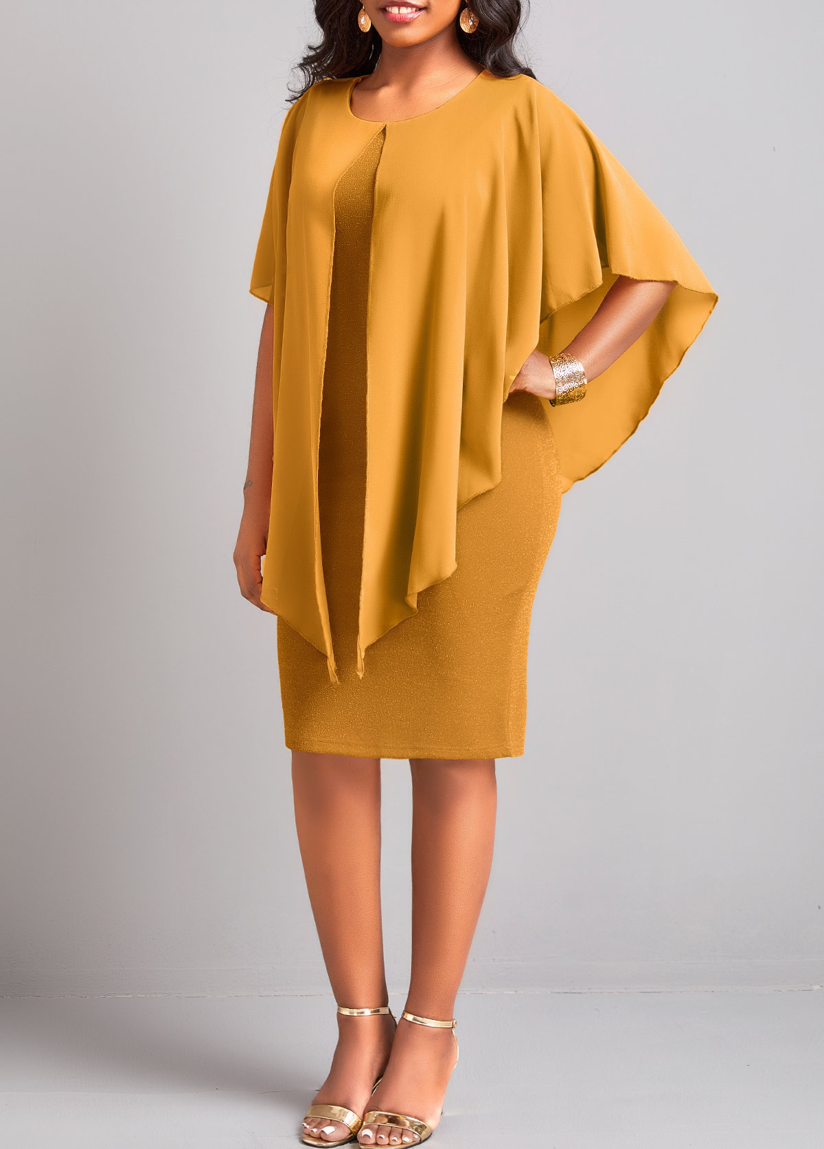 Ginger 3/4 Sleeve Round Neck Dress