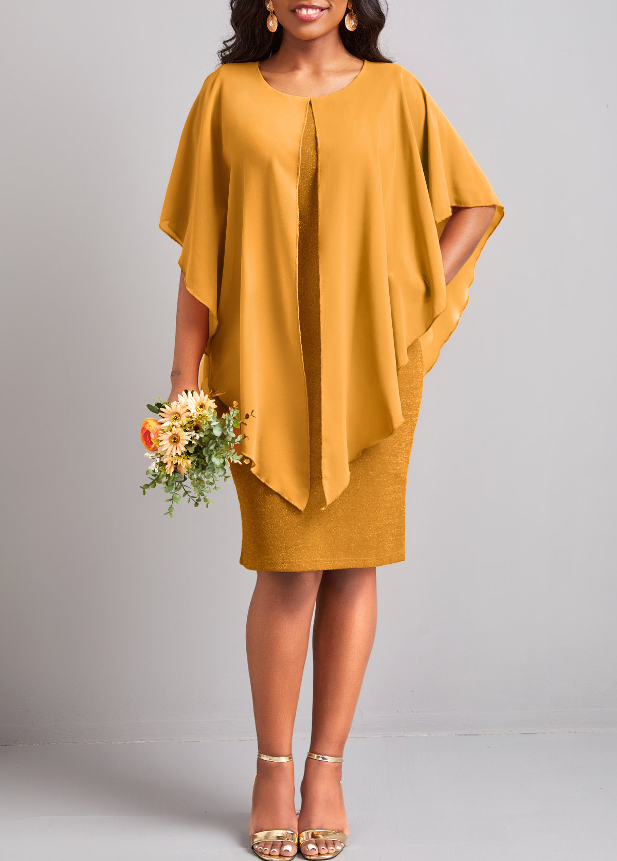 Ginger 3/4 Sleeve Round Neck Dress