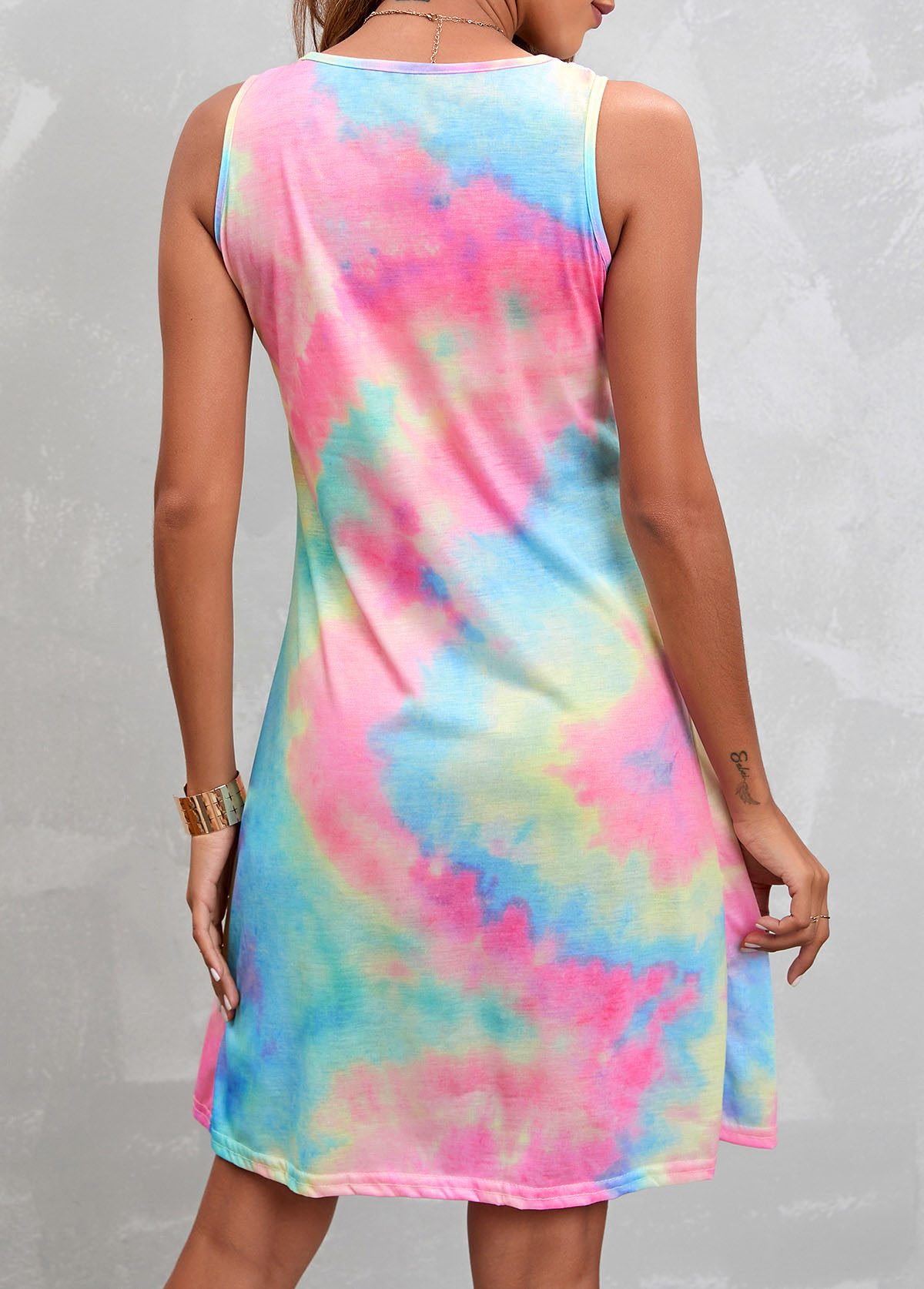 Ombre Pleated Multi Color A Line Dress