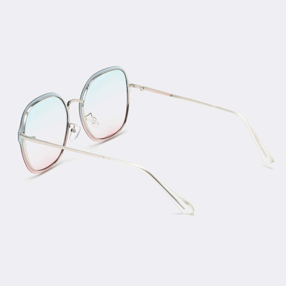 Ombre Metal Detail Square White Sunglasses