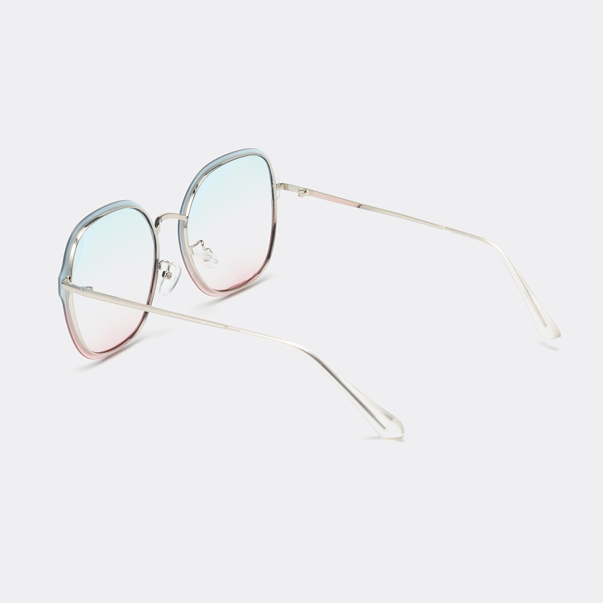 Ombre Metal Detail Square White Sunglasses