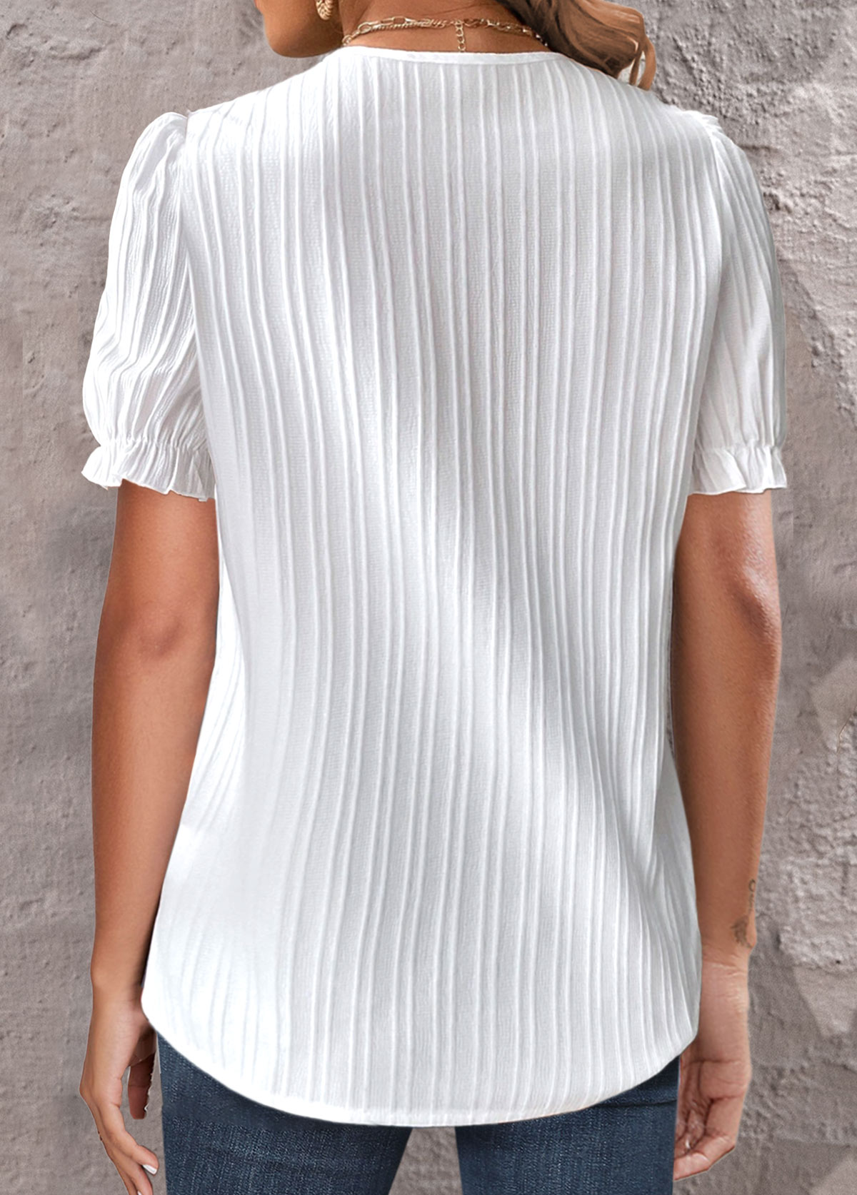 Plus Size White Lace Short Sleeve T Shirt