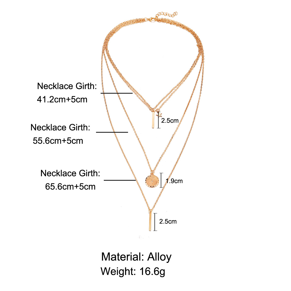 Golden Geometric Pattern Alloy Detail Round Necklace