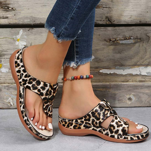 Multi Color Leopard Toe Post Flip Flops