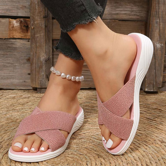 Open Toe Low Heel Dusty Pink Sliders