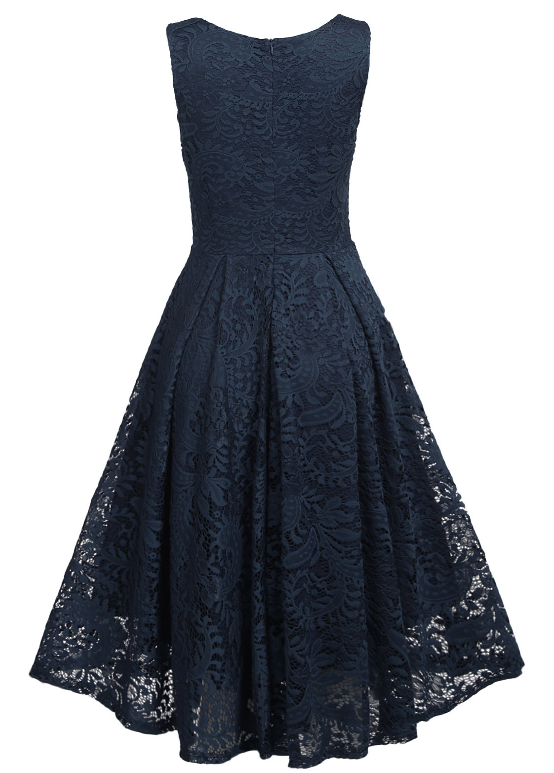Lace Navy V Neck Sleeveless Dress